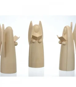 3 Anges En Bois Pour Crèche De Noël, 12 Cm
