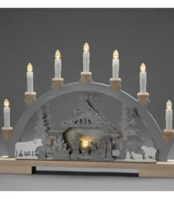 Arche Lumineuse Led En Bois Avec Crèche De Noël, 7 Lampes, 45 Cm