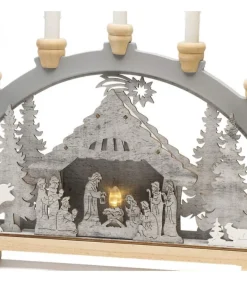 Arche Lumineuse Led En Bois Avec Crèche De Noël, 7 Lampes, 45 Cm
