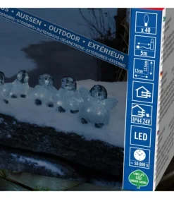 Bebes Pingouins Lumineux Led En Acrylique, 12,5 Cm