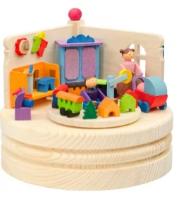 Boite A Musique En Bois, Maman Et Ses 2 Enfants