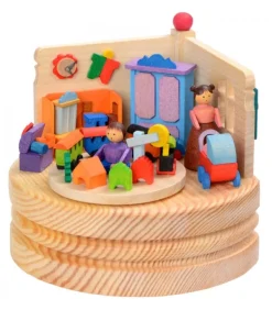 Boite A Musique En Bois, Maman Et Ses 2 Enfants