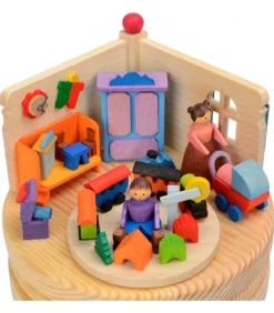 Boite A Musique En Bois, Maman Et Ses 2 Enfants