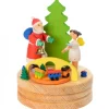 Boite A Musique En Bois, Père Noël Et Ange Blanc