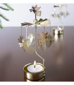 Bougeoir Carrousel Anges Dores Volants