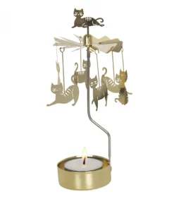 Bougeoir Carrousel Famille Chats Dores