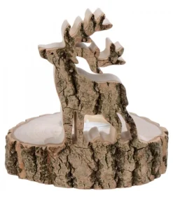 Bougeoir En Bois Brame Du Cerf, 13 Cm