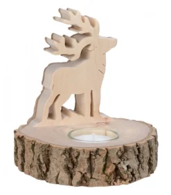 Bougeoir En Bois Brame Du Cerf, 13 Cm
