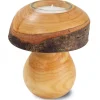 Bougeoir En Bois, Champignon 12 Cm