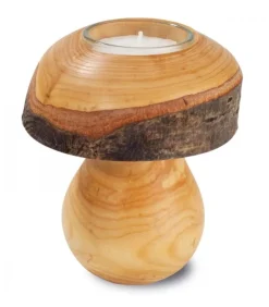 Bougeoir En Bois, Champignon 12 Cm