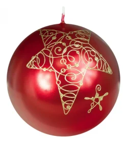 Bougie De Noël Boule Avec Etoile, 8 Cm