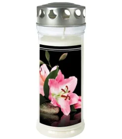 Bougie Funeraire Fleur De Lys, 21,5 Cm