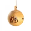 Boule De Noël En Bois, Motif Crèche, 6 Cm
