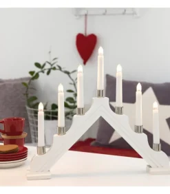 Chandelier À 7 Branches Electrique En Bois Blanc