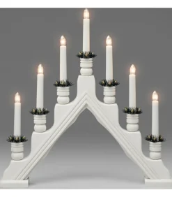 Chandelier Blanc À 7 Branches, Bougies Electriques