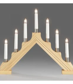 Chandelier De Noël À 7 Branches, Bois Naturel