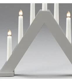 Chandelier En Bois Scandinave, Laque Gris Mat, 7 Ampoules