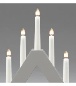 Chandelier En Bois Scandinave, Laque Gris Mat, 7 Ampoules