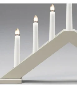 Chandelier Scandinave En Bois, Laque Beige Mat