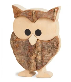 Chouette En Bois Cisele, Ecorce Et Erable, 7,5 Cm