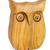 Chouette En Bois Poli, 9 Cm