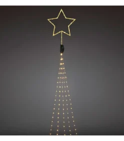 Cime Sapin De Noël, Voile Guirlande Avec Etoile Doree, 274 Diodes Led