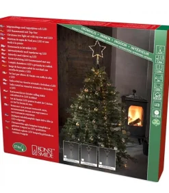 Cime Sapin De Noël, Voile Guirlande Avec Etoile Doree, 274 Diodes Led