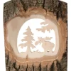 Déco Bois En Ecorce, Motif Elan Dans La Foret, 18 Cm