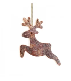 Déco De Noël, Cerf En Bois A Suspendre, 6 Cm