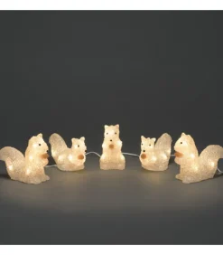 Ecureuils Lumineux 12 Cm En Acrylique, 40 Diodes Blanc Chaud