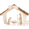 Etable De Bethleem Avec Figurines En Ecorce, 17 Cm