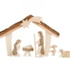 Etable De Bethleem Avec Figurines En Ecorce, 12,5 Cm