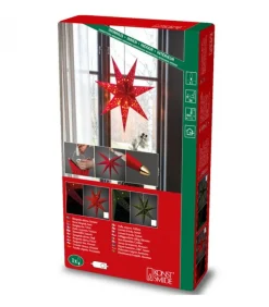 Etoile Lumineuse 7 Branches En Papier Velours Rouge A Suspendre, 60 Cm