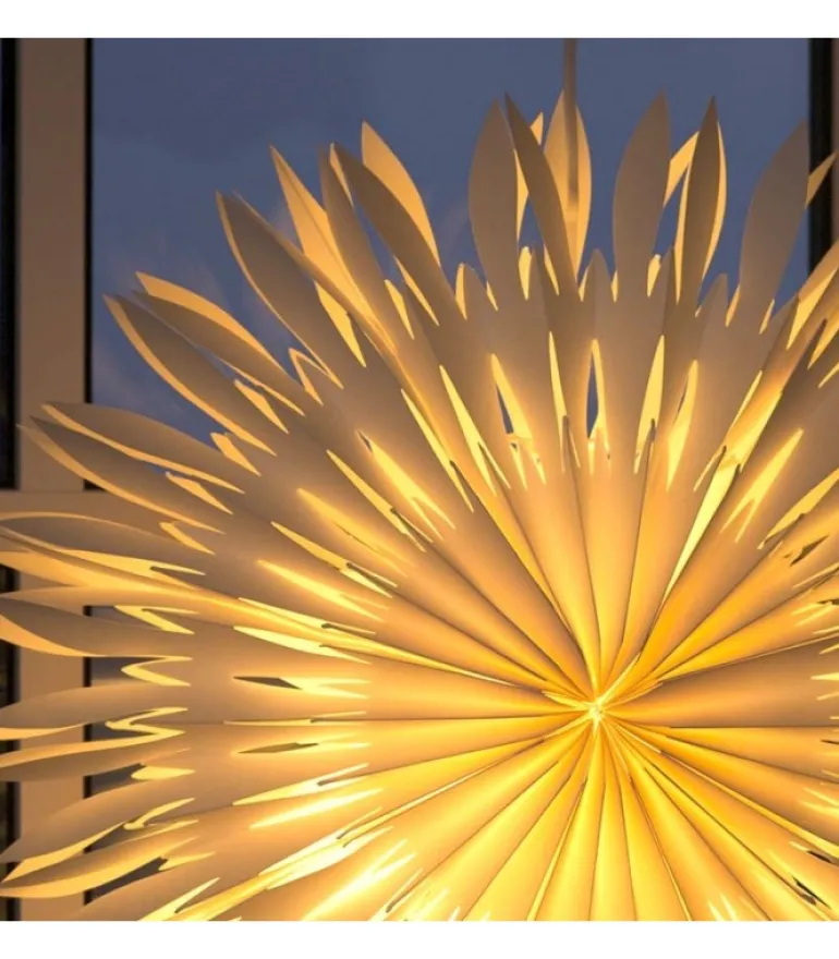 Etoile Lumineuse Electrique En Papier A Suspendre, Blanche, 60 Cm