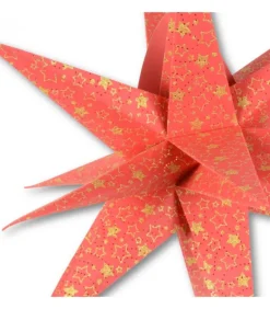 Etoile Lumineuse Rouge En Papier 3D, A Suspendre, 45 Cm