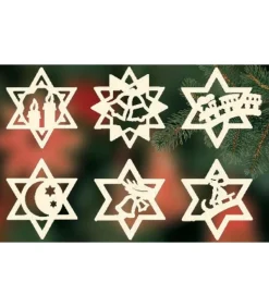 Etoiles En Bois, Déco Sapin De Noël, 6 Motifs Differents - N° 11