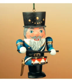 Figurine Casse-Noisette En Bois Tambour. Décoration Sapin De Noël Allemande