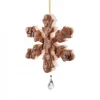 Flocon De Neige En Bois A Suspendre Avec Cristal Swarovski