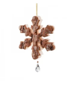 Flocon De Neige En Bois A Suspendre Avec Cristal Swarovski