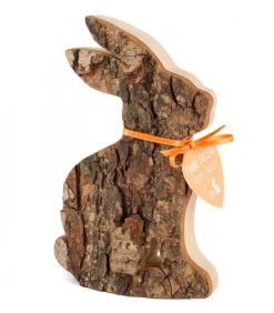 Grand Lapin En Bois Assis, 15 Cm