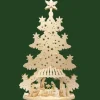Grand Sapin Lumineux Led En Bois Avec Personnages De La Crèche