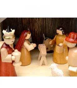 Grande Crèche De Noël En Bois Avec Personnages