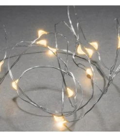 Guirlande Led A Pile, 20 Diodes Ambrees, Fil Argente