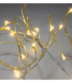 Guirlande Led A Pile, 20 Diodes Ambrees, Fil Laiton