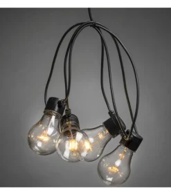 Guirlande Lumineuse De Terrasse 10 M Extensible, 10 Ampoules Ambrees