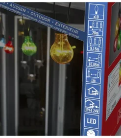 Guirlande Lumineuse De Terrasse 10 M Extensible, 10 Ampoules Multicolores