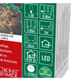 Guirlande Lumineuse Led Effet Gouttes, 50 Diodes Ambrees, Fil Noir