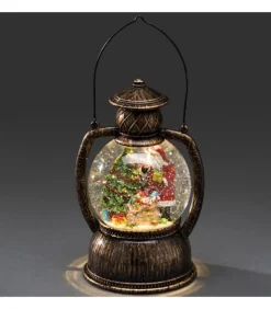 Lanterne À Neige Boule A Led, Père Noël, 20 Cm