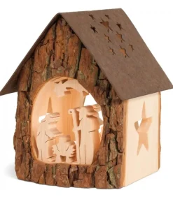Lanterne Crèche De Noël Avec Figurines Ciselees, 14 Cm