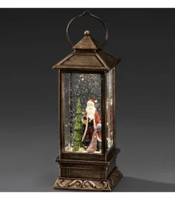 Lanterne De Noël À Neige Avec Père Noël, 27 Cm